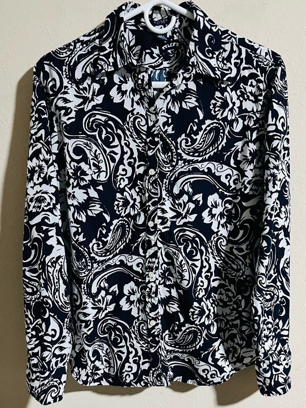 Chaps Navy and White Paisley Button-Down Shirt